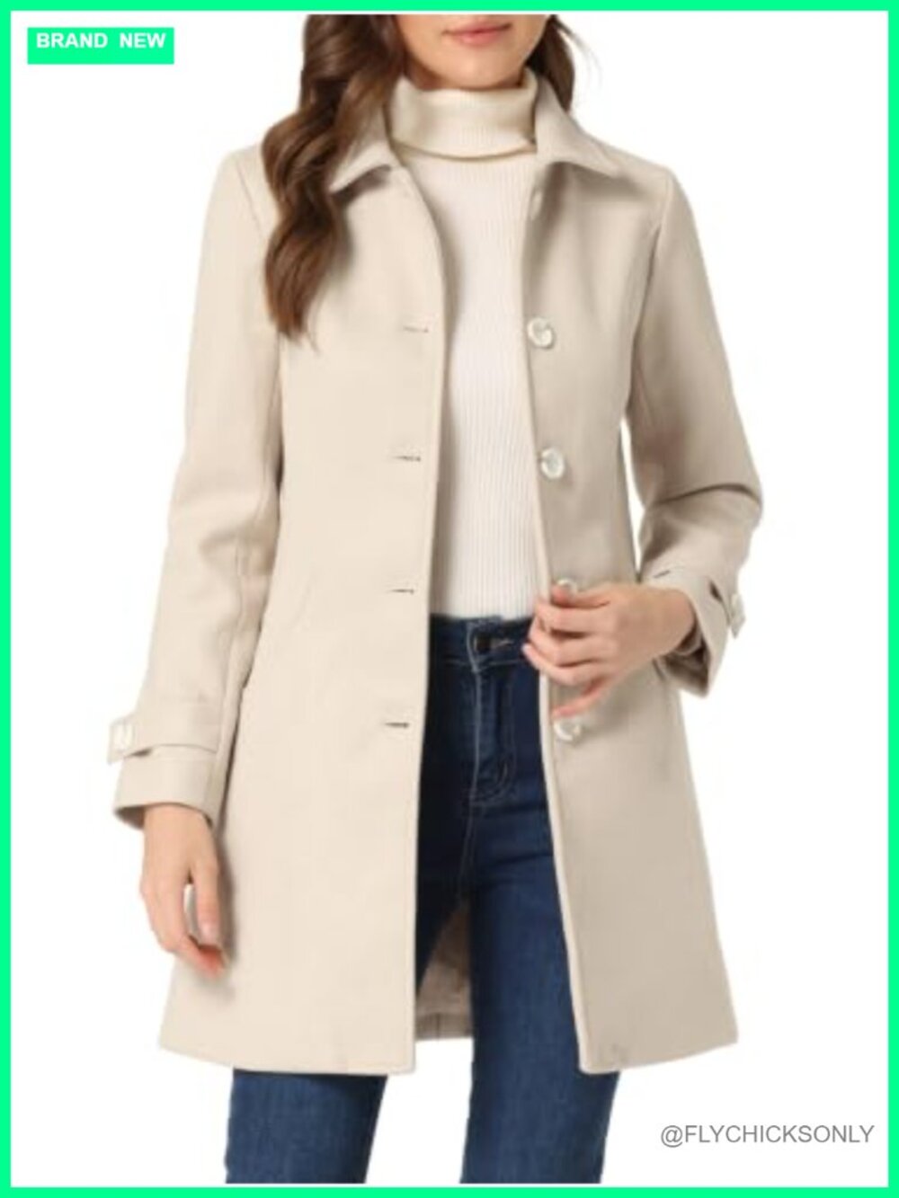 Women's Winter Pea Coat Peter Pan Collar Single Breasted Overcoat